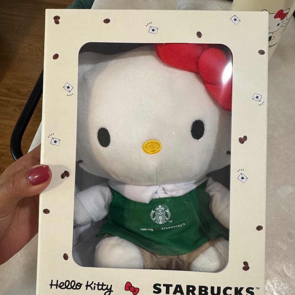 Starbucks Hello Kitty Plush with Red Bow and Green Apron